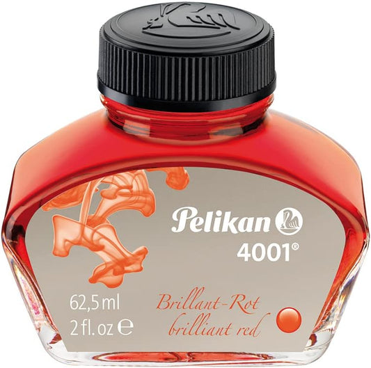 Pelikan 4001 Bottled Ink for Fountain Pens, Brilliant Red, 62,5ml, 329169