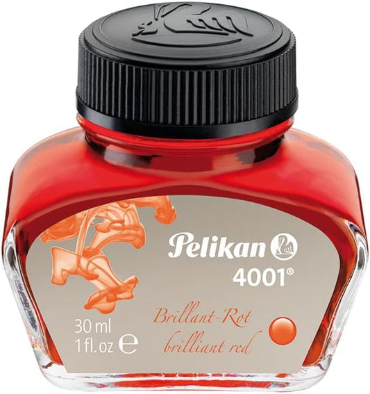 Pelikan 4001 Bottled Ink for Fountain Pens, Brilliant Red, 30ml, 301036