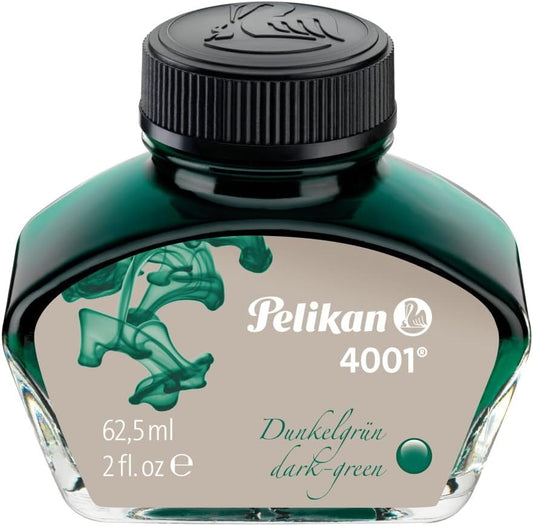 Pelikan 4001 Bottled Ink for Fountain Pens, Dark Green, 62,5ml, 300063