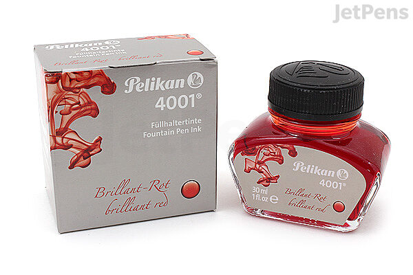 Pelikan 4001 Bottled Ink for Fountain Pens, Brilliant Red, 30ml, 301036