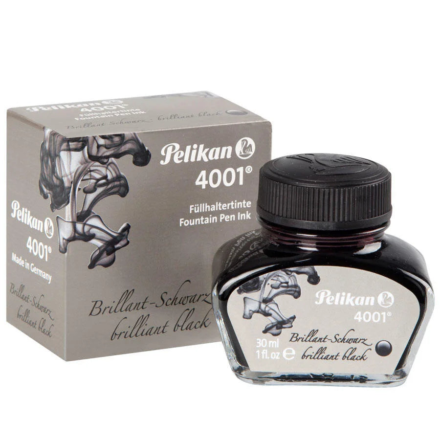 Pelikan 4001 Bottled Ink for Fountain Pens, Brilliant Black, 30ml, 301051